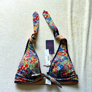 NWT Liberty Floral Ricrac J.Crew Bikini Top Sz S